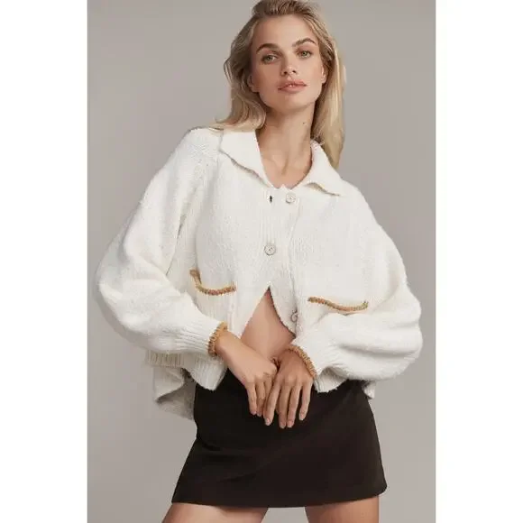 NWOT Pilcro Anthropologie The Jesse Dog Icon Golden Retriever Cardigan Sweater - Picture 3 of 8